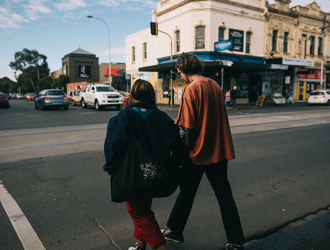 Young couple walking