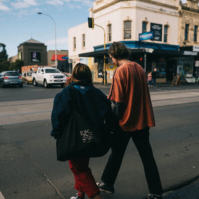 Young couple walking